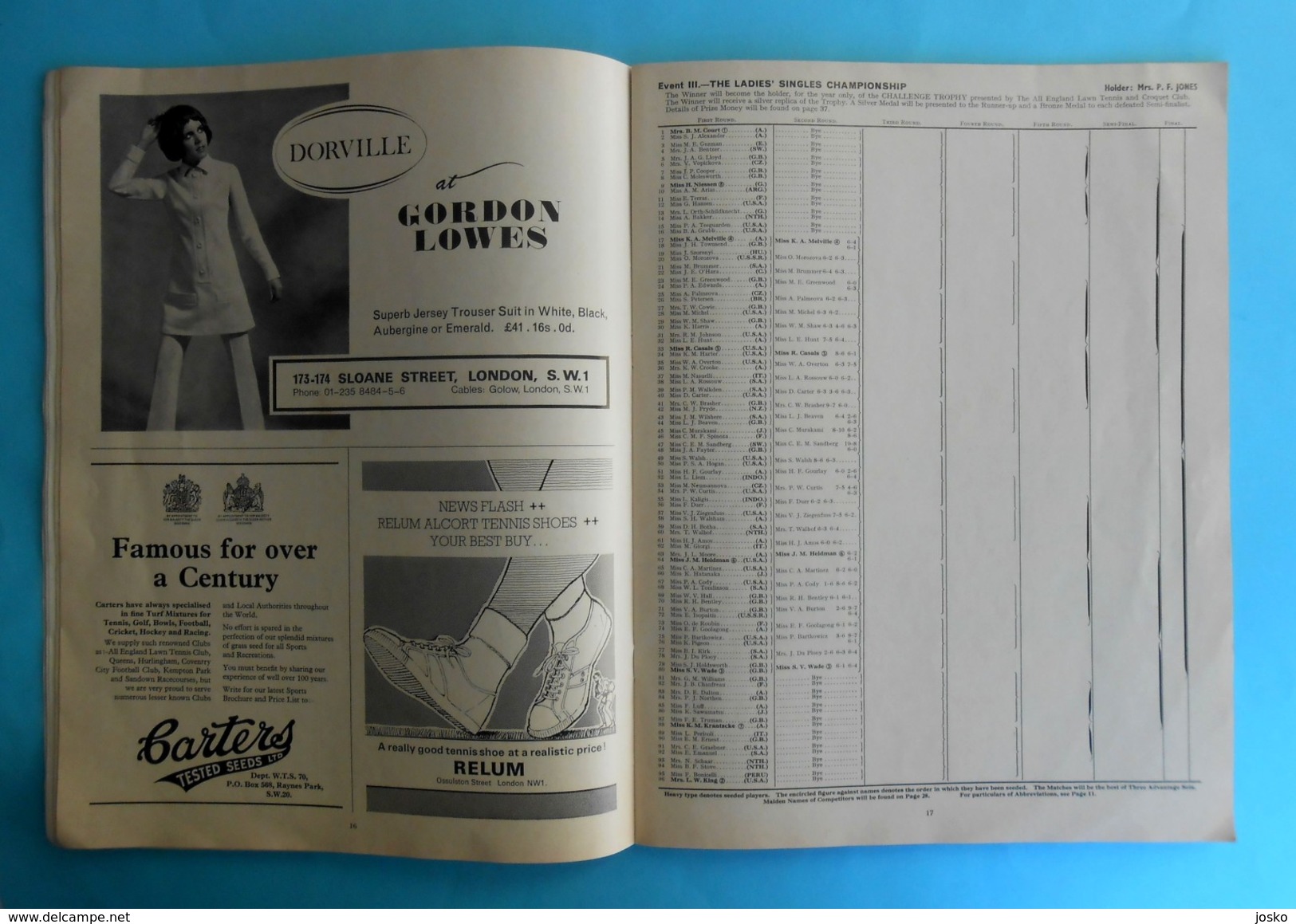 WIMBLEDON 1970. - The Lawn Tennis Championships Official Programme * Program Programm Programa Programma Tenis - Libri