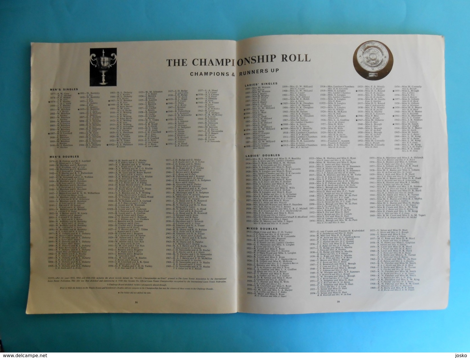 WIMBLEDON 1970. - The Lawn Tennis Championships Official Programme * program programm programa programma tenis