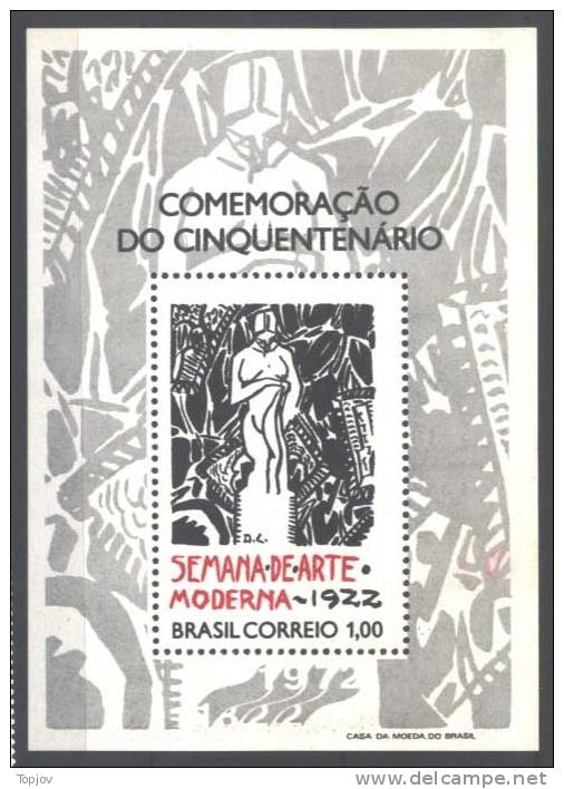 BRAZIL - CAVALCANTI NUDE NAAKT MODERNE KUNST ART PAINTING - 1972. - Mi. Bl.29  - MNH ** - Ongebruikt