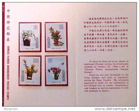 Folder Taiwan 1982 Floral Arrangements Stamps Ikebana Flower Bonsai - Unused Stamps