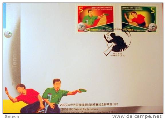 FDC Rep China 2002 Table Tennis Stamps Disabled Wheelchair Paralympic IPC Sport - Other & Unclassified