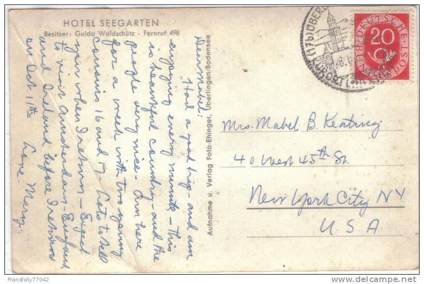 Rppc - GERMANY - UBERLINGEN-BODENSEE - Hotel Seegarten - - Ueberlingen