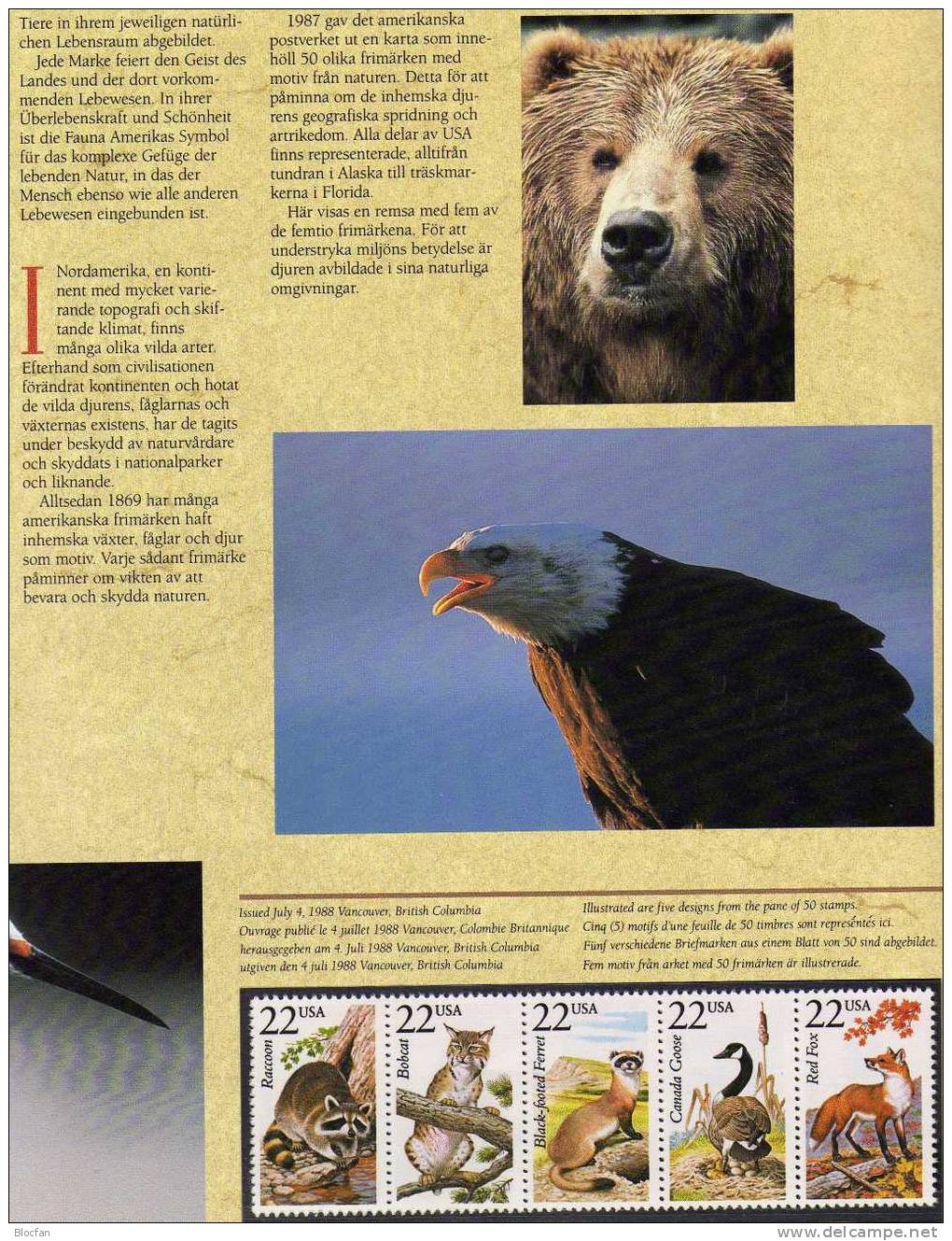 Our world of nature 1990 8 Sets from USA, S, UK, AU, UN; CA in the book ** 50€  Bilder der Natur sets from WWF