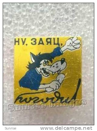 Cartoon Film Soviet: Wolf And Hare (Nu Pogodi) / Old Soviet Badge USSR _66_u3975 - Disney