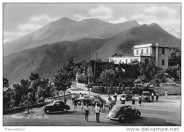 Massa-s.carlo Po. Viaggiata 1958 . Animata.ristorante -fiat Topolino - Massa