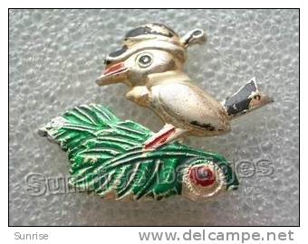 Cartoon Film Soviet: Woodpecker (russia Fairy Tale Hero) / Old Soviet Badge USSR _66_u3955 - Animals