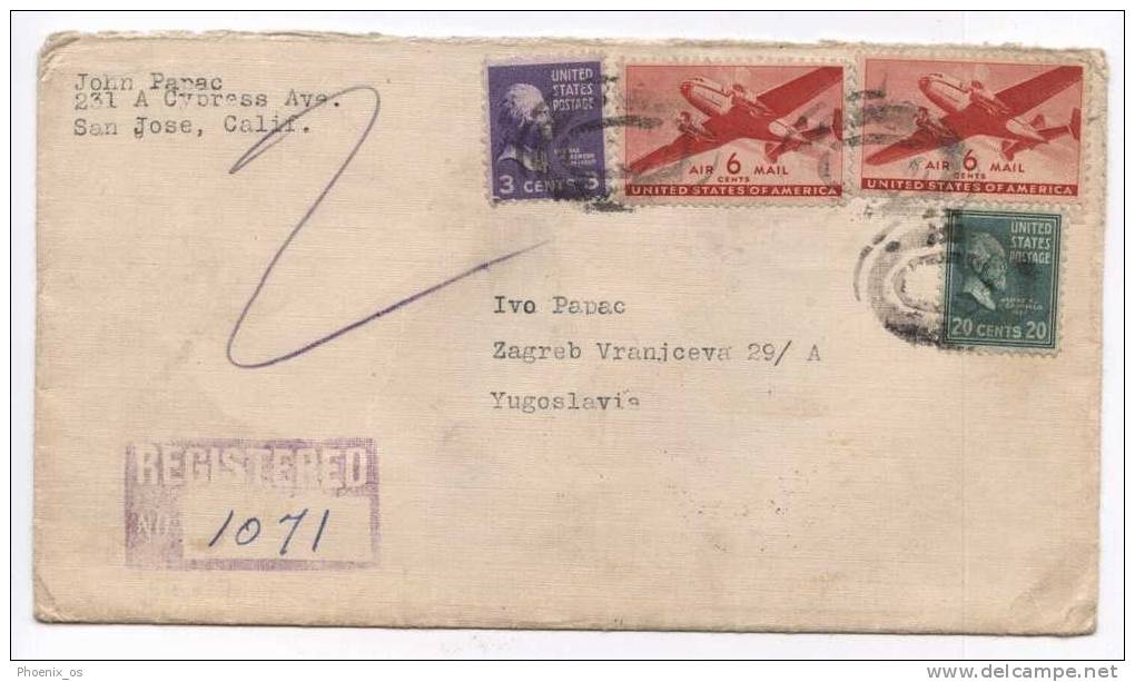 UNITED STATES - NEW YORK, Air Mail, Registered, 1946. - 2a. 1941-1960 Usados