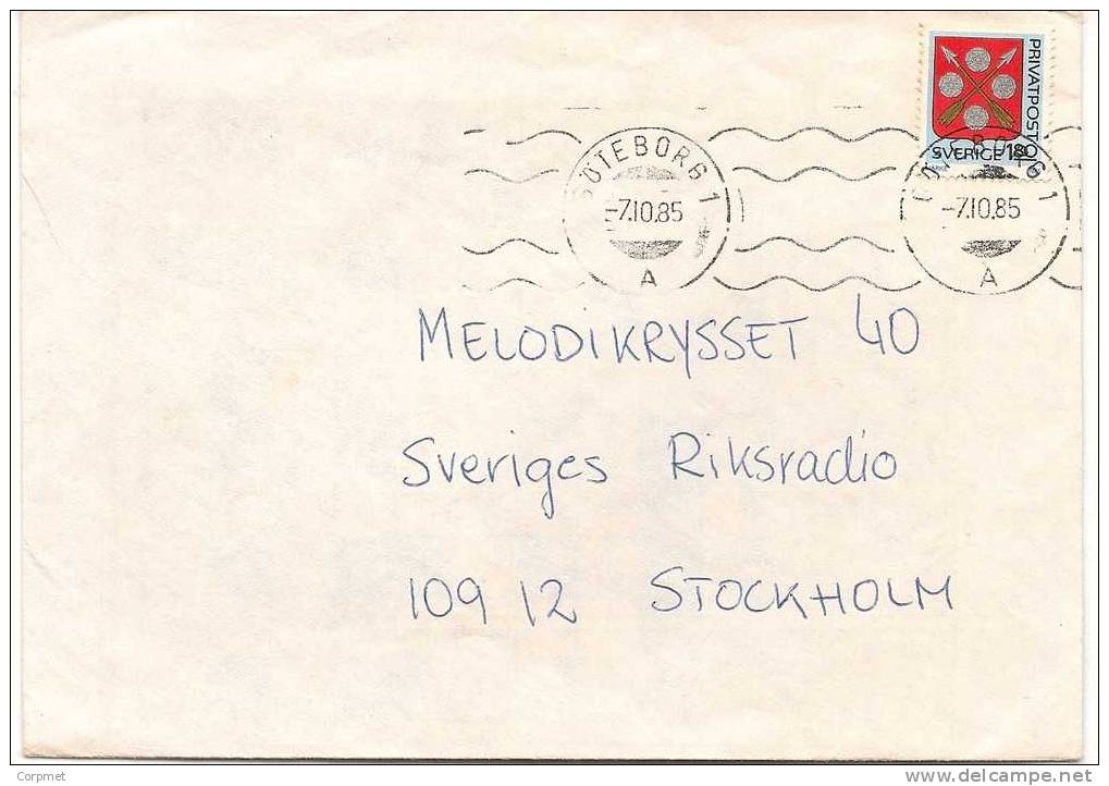 SWEDEN - 1985 COVER From GOTEBORG To STOCKHOLM - Coat Of Arms Solo Stamp - Brieven En Documenten