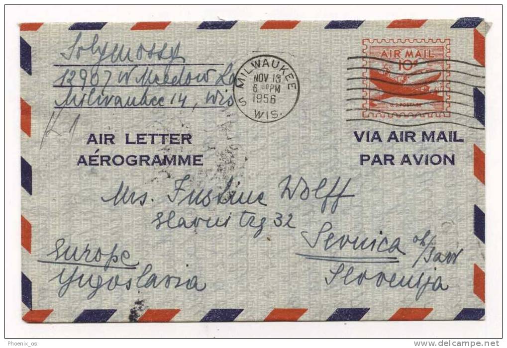 UNITED STATES - MILWAUKEE, Air Mail, Arr, Sevnica (Slovenia), 1956. - 2a. 1941-1960 Oblitérés