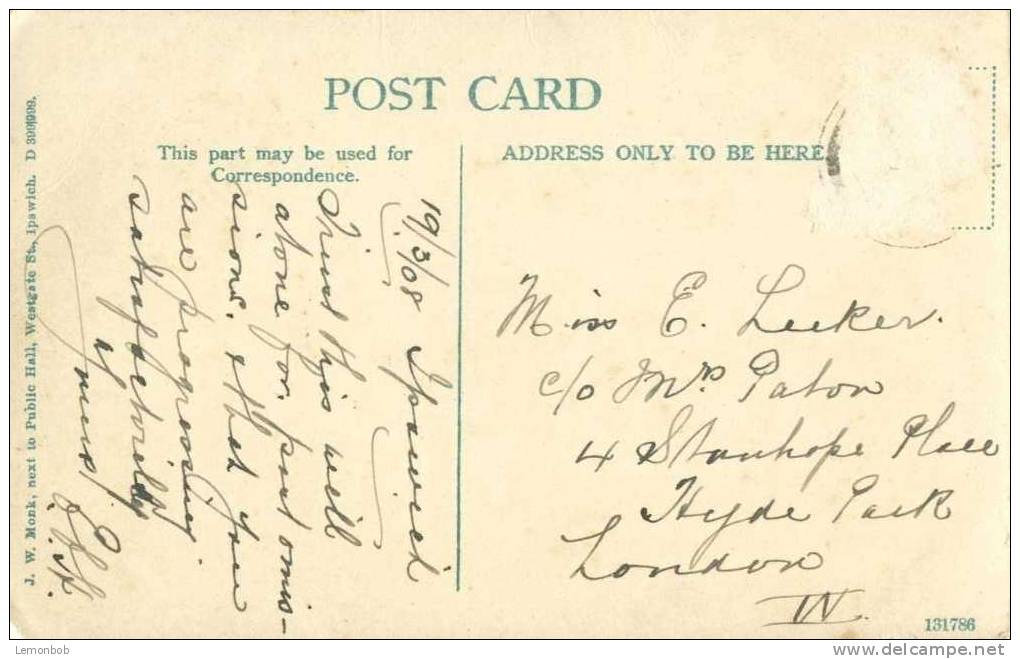 Britain United Kingdom - Ancient House, Ipswich - 1908 Used Postcard [P1825] - Ipswich