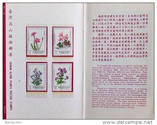 Folder Taiwan 1984 Alpine Plants Stamps Flower Flora Plant - Ongebruikt