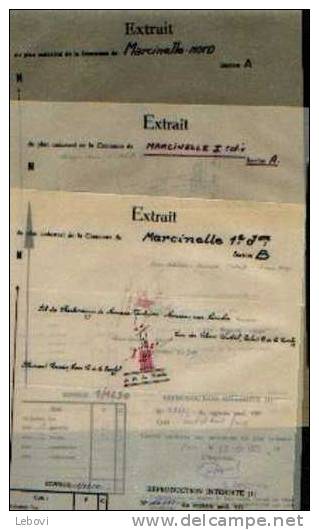 MARCINELLE -  3 Extraits Du Plan Cadastral - Cartes Topographiques