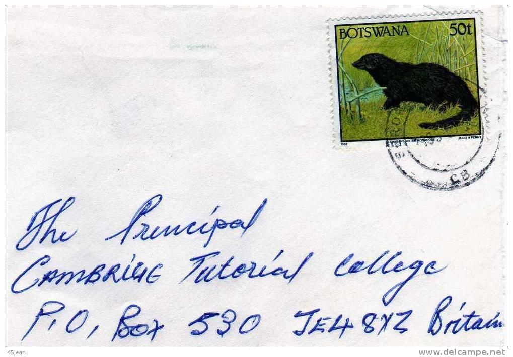 Botswana:  Lettre Avec Timbres Animaux "mangouste" - Botswana (1966-...)