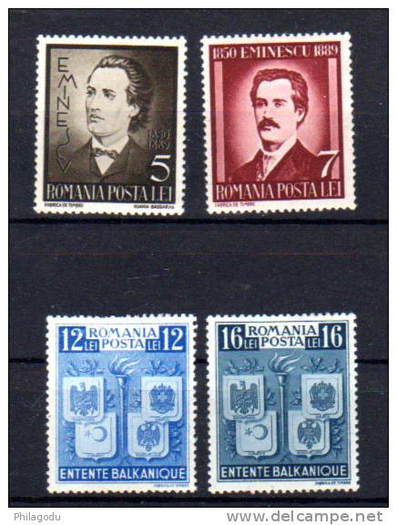 Mihail Eminescu, Entente Balkanique, 568 / 569** - 595 / 596 * - Neufs