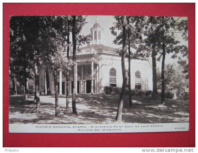 Memorial Chapel ---Lake Geneva ----Williams Bay Wi  1953 Cancel - Otros & Sin Clasificación