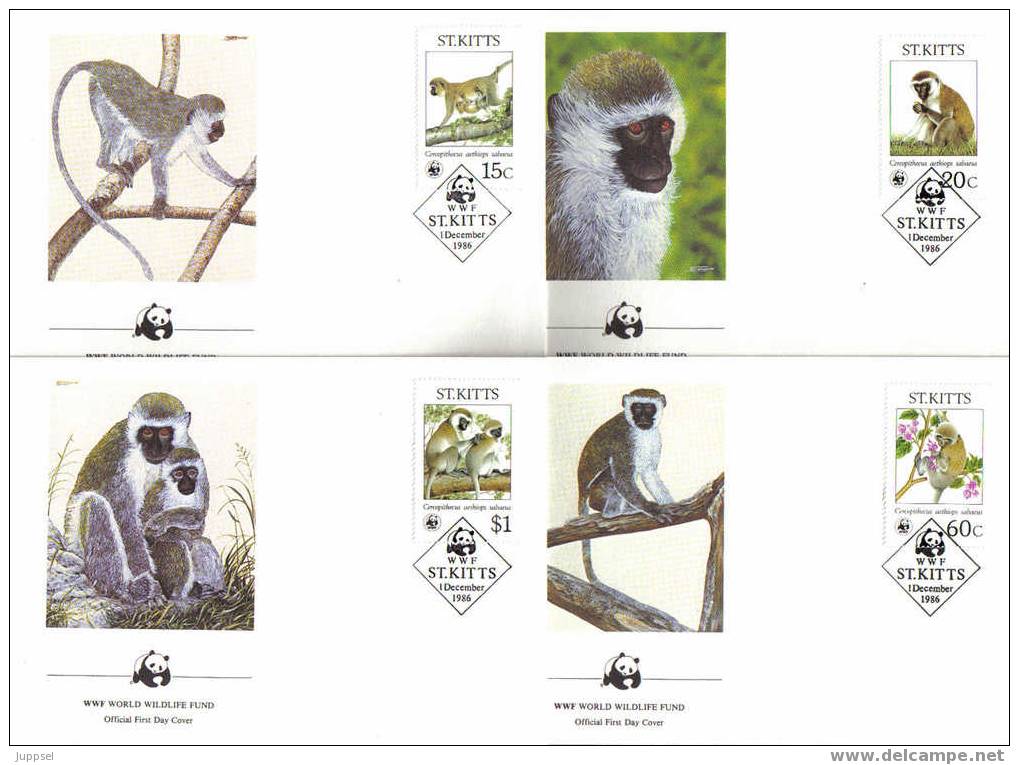 WWF  FDC   ST. KITTS  / SAINT KITTS  1986 - Affen