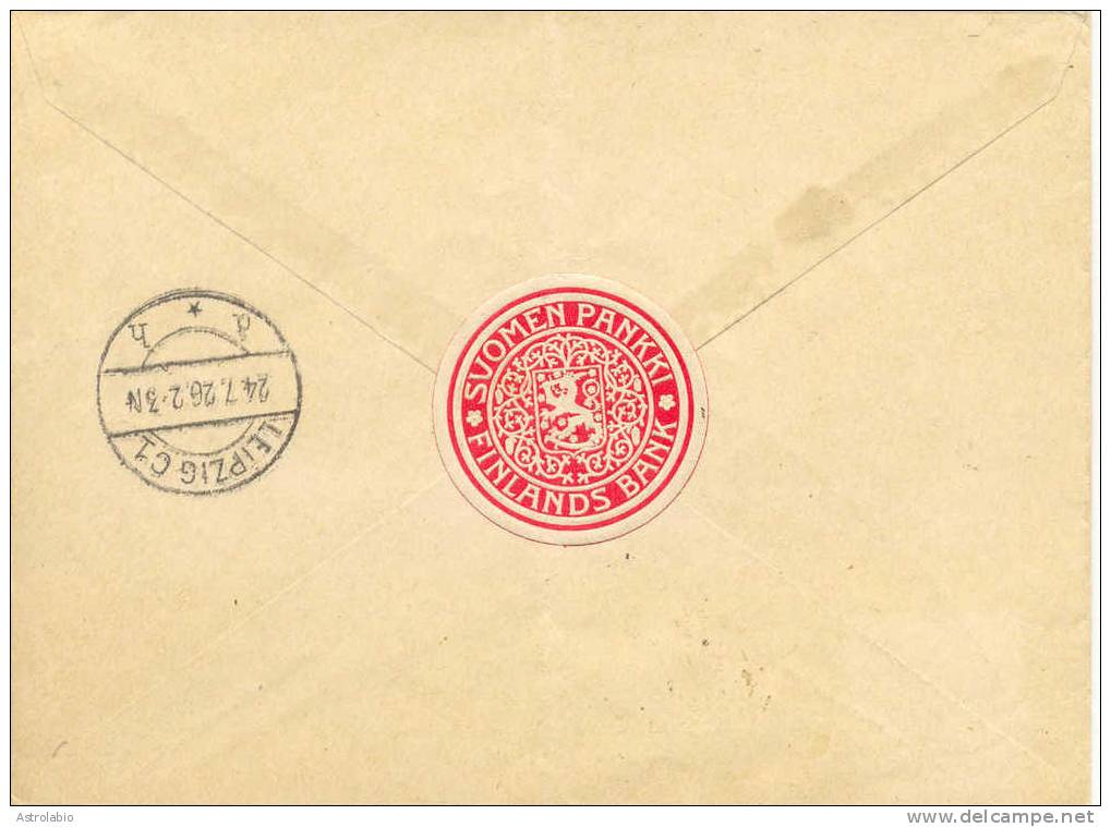 Lettre De Helsinki Vers Allemagne 1926 Recommande, Voir 2 Scan - Briefe U. Dokumente