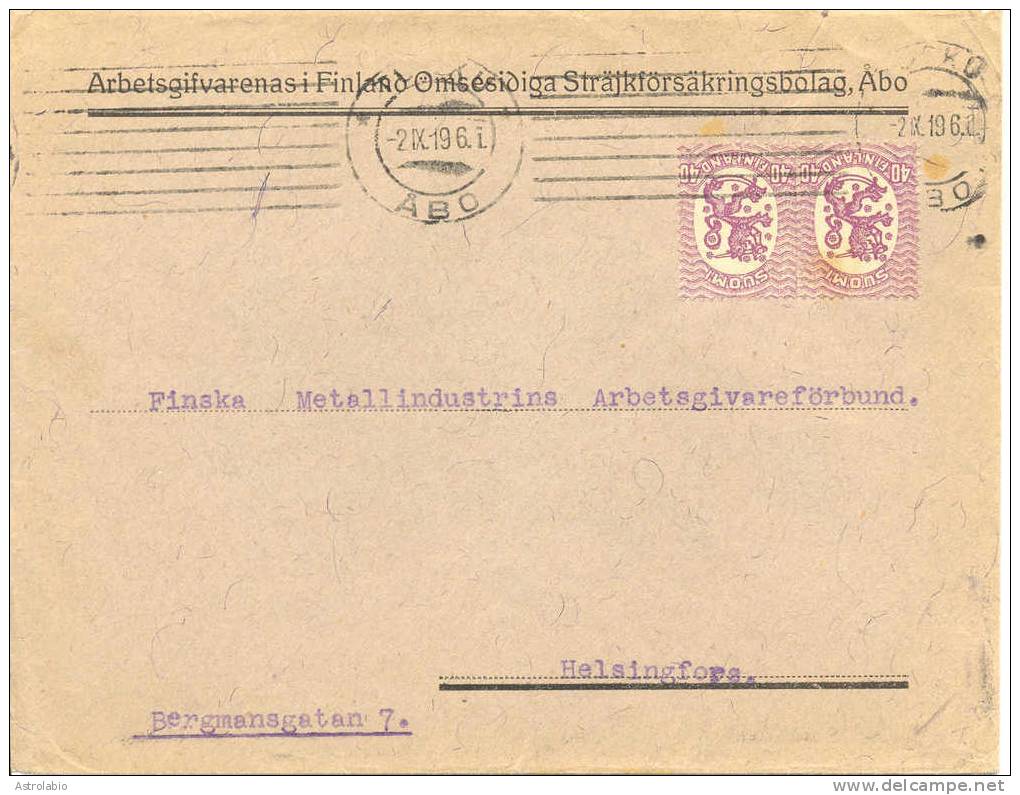 Finlande 1919 " Lettre De Abo Vers Helsinki " - Brieven En Documenten