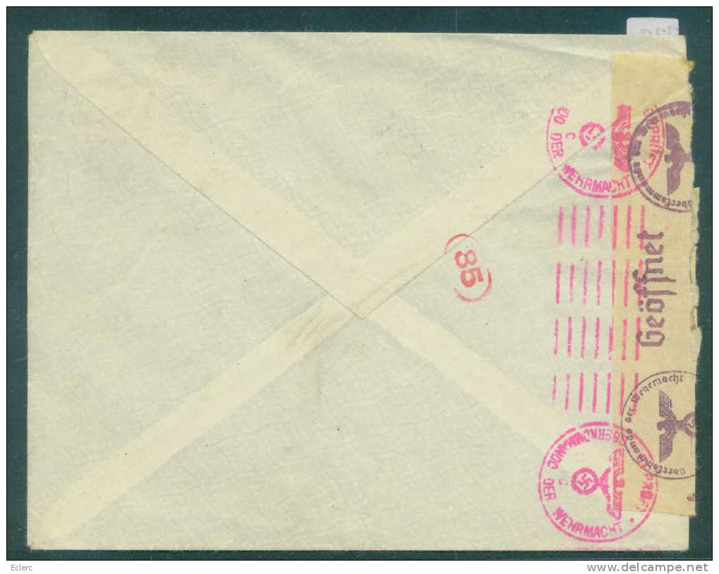 BELGIQUE -  LETTRE CENSUREE POUR L'ALLEMAGNE  - VOIR IMAGE POUR LES DETAILS - WW II (Covers & Documents)