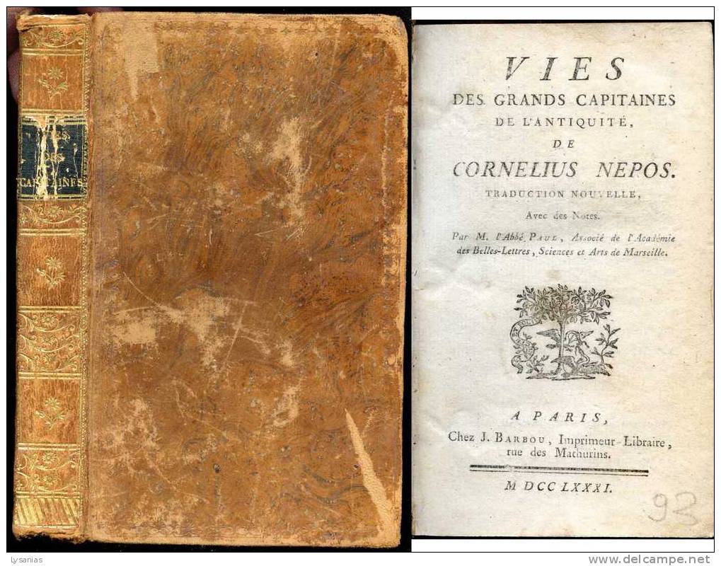 Cornelius Nepos, Vies Des Grands Capitaines, 1781 - 1701-1800