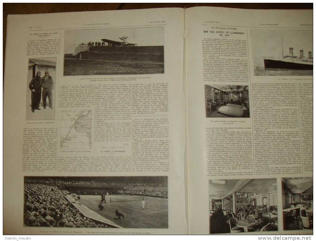 14 -07-1928 :--->Marine Hier et Aujourd'hui (Lithos coul. pleines pages Albert SEBILLE ; Rome-Brésil sans escale (avion)