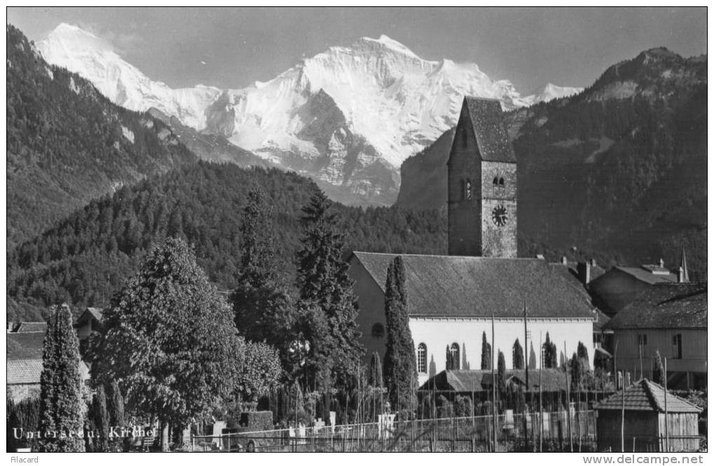 11642    Svizzera   Unterseen Kirche  Monch Und  Jungfrau  NV - Unterseen