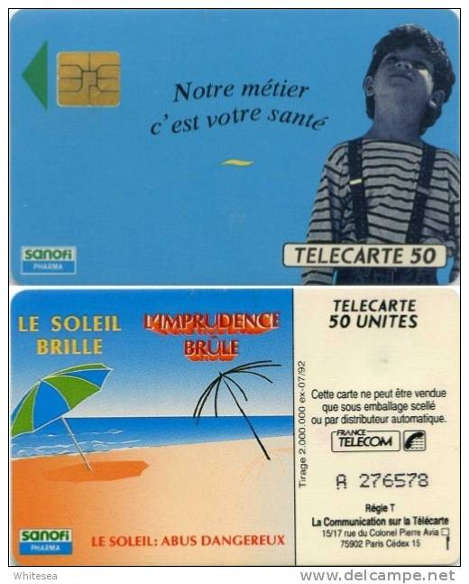 Telefonkarte Frankreich - Werbung - Pharmazie - Strand,beach - 50 Units - 07/92 - 1992