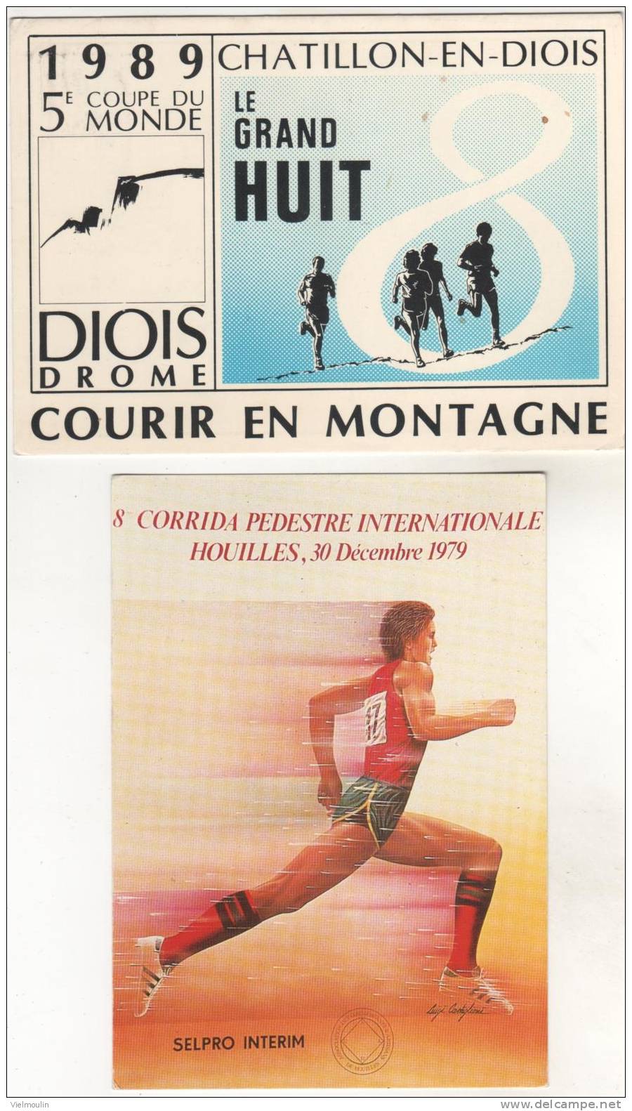 COURIR EN MONTAGNE CHATILLON EN DIOIS + CORRIDA PEDESTRE HOUILLES  LOT DE 2 CARTES ASSORTIES - Athlétisme