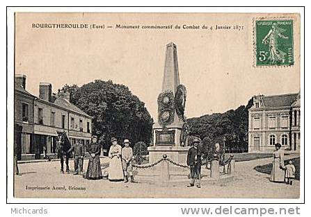CPA 27 BOURGTHEROULDE - Monument Commemoratif Du Combat Du 4 Janvier 1875 - Bourgtheroulde