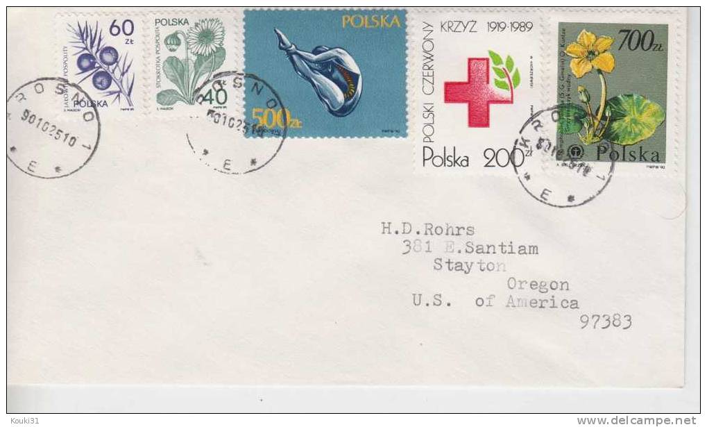 Pologne YT 3068 Obl Sur Lettre Pour Les USA : Plongeon Et Croix-Rouge - Kunst- Und Turmspringen