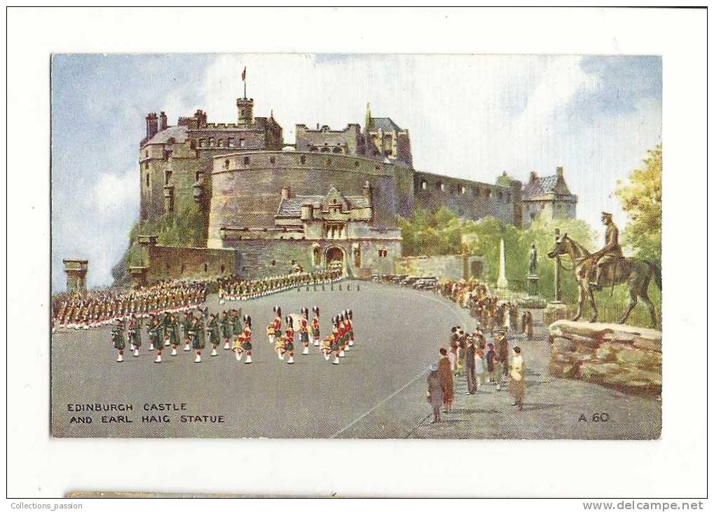 Cp, Ecosse, Edinburgh Castle, And Earl Haig Statue - Midlothian/ Edinburgh