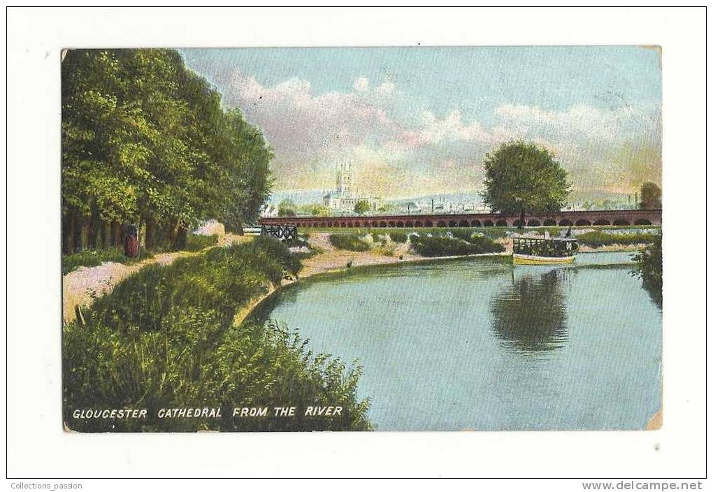 Cp, Angleterre, Gloucester, Gloucester Cathedral From The River, Voyagée 1904 - Gloucester