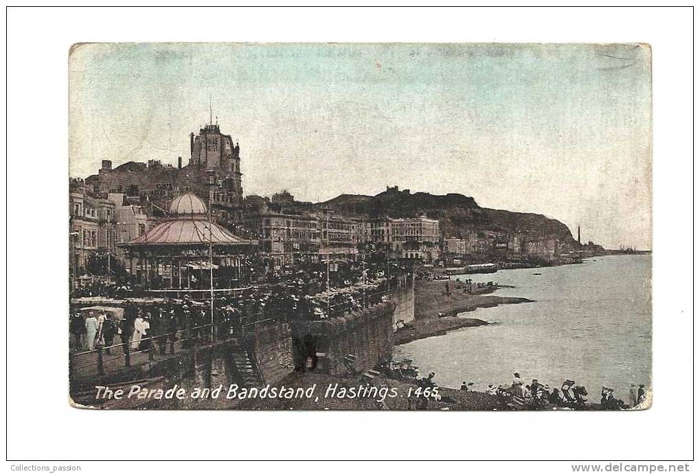 Cp, Angleterre, Hastings, The Parade And Banstand, Voyagée 1920 - Hastings