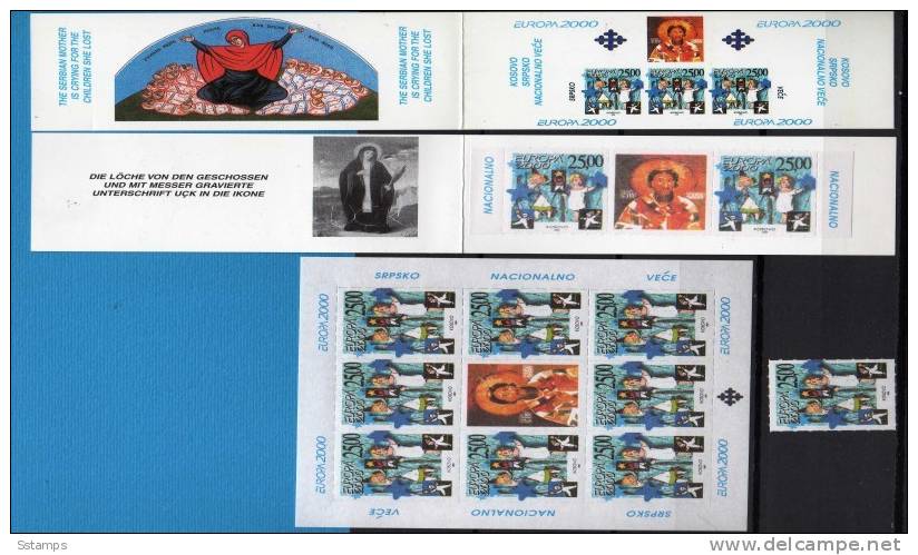 U-1a  KOSOVO JUGOSLAVIA EUROPA CEPT 2000 CHILDREN - STAMP-MINI SHEET-BOOKLET 2 STAMPS-APPENDIX  NEVER HINGED - 2000