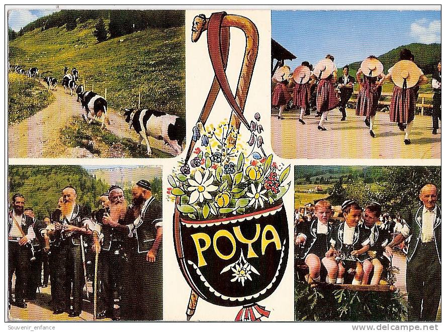 CP Poya Estavannens Suisse  Costumes Folklore Régionalisme Multivues Multi Vues Transhumance - Danses