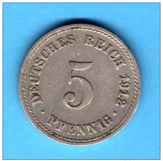 Deutsches Reich / Imperio / KR  **   5 Pfennig 1912 A  **   ALEMANIA GERMANY DEUTSCHLAND - 5 Pfennig