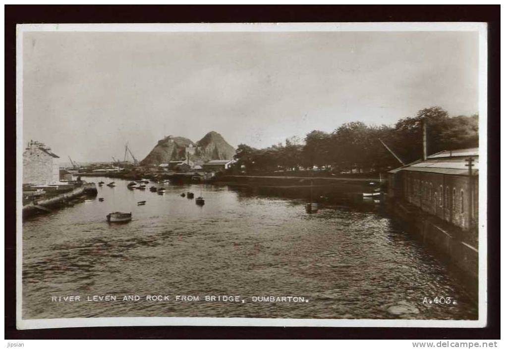 Cpsm Ecosse Dumbarton River Leven And Rock From Bridge   V1b - Dunbartonshire