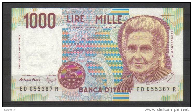 BCN004 - L. 1000 Montessori (firme Fazio-Speziali) ED 055367 R - Ass. FDS - 1000 Lire