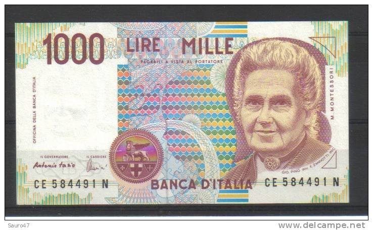 BCN005 - L. 1000 Montessori (firme Fazio-Amici) CE584491 N - Ass. FDS - 1000 Lire