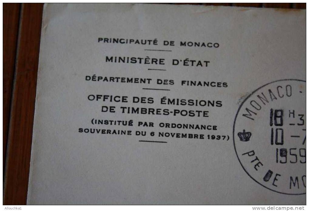 LETTRE PRINCIPAUTE DE MONACO- MONTE CARLO  MINISTERE ETAT FINANCES - OMEC MANUELS   => 1959 > P/ MARSEILLE  MARCOPHILIE - Postmarks