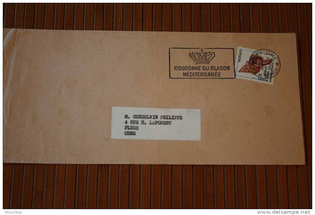 LETTRE   PRINCIPAUTE DE MONACO- MONTE CARLO -OMEC BELLE FLAMME Imprimé   >1966 > P/ FLERS  MARCOPHILIE - Postmarks