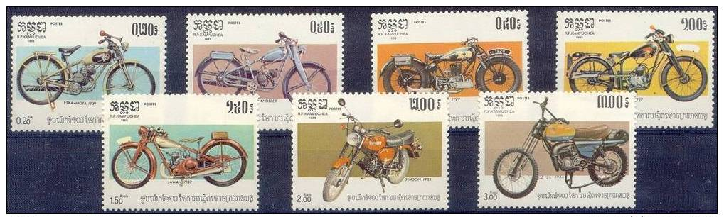 Camboya (Kampuchea) 1985 Michel 640/6 Motocicletas Motorcycles Motocyclettes Motorräder ** - Motorbikes