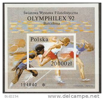 POLAND 1992 WORLD PHILATELIC EXHIBITION EXPO OLYMPHILEX ´92 SPAIN NHM SUMMER OLYMPICS BARCELONA IMPERF MS Sports Running - Estate 1992: Barcellona