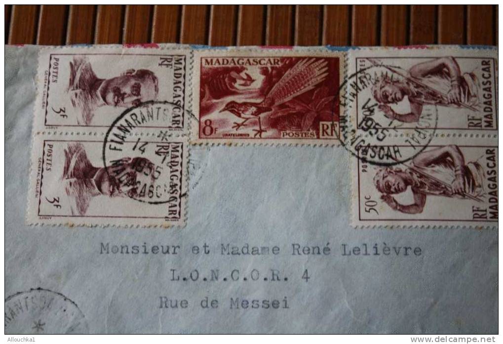 1955 LETTRE DE MADAGASCAR = > FIANARANTSOA >FLAMME CAPITALE DU SUD  SES SI  EX COLONIE FRANCAISE P/ FLERS PAR  AVION -- - Cartas & Documentos