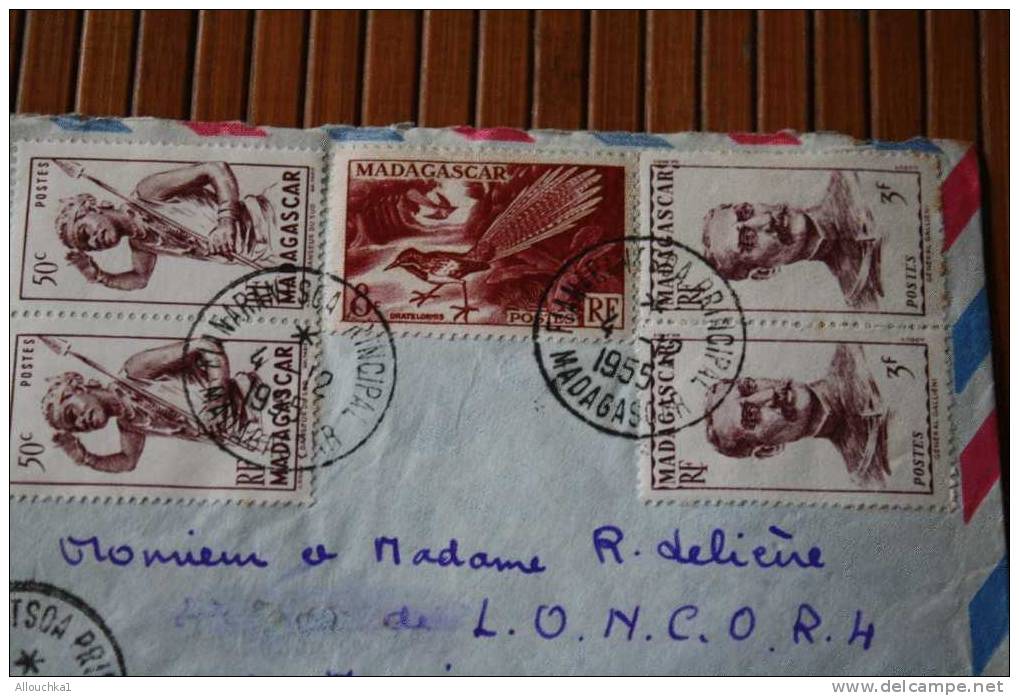 1955 LETTRE DE MADAGASCAR  > FIANARANTSOA > CACHET MANUELS LISIBLES EX COLONIE FRANCAISE P/ FLERS PAR  AVION -- - Cartas & Documentos