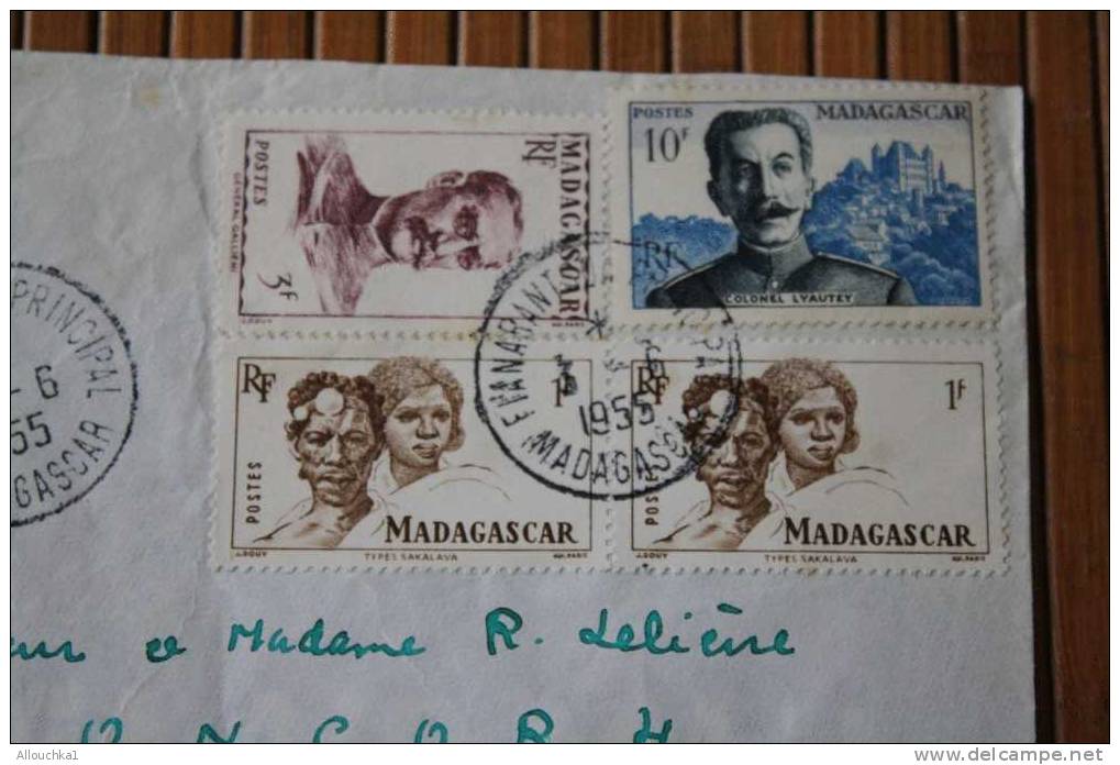 1955 LETTRE DE MADAGASCAR  > FIANARANTSOA > CACHET MANUELS LISIBLES EX COLONIE FRANCAISE P/ FLERS PAR  AVION -- - Covers & Documents