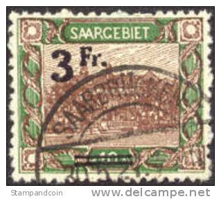 Saar #97 Used 3fr On 10m From 1921 - Oblitérés