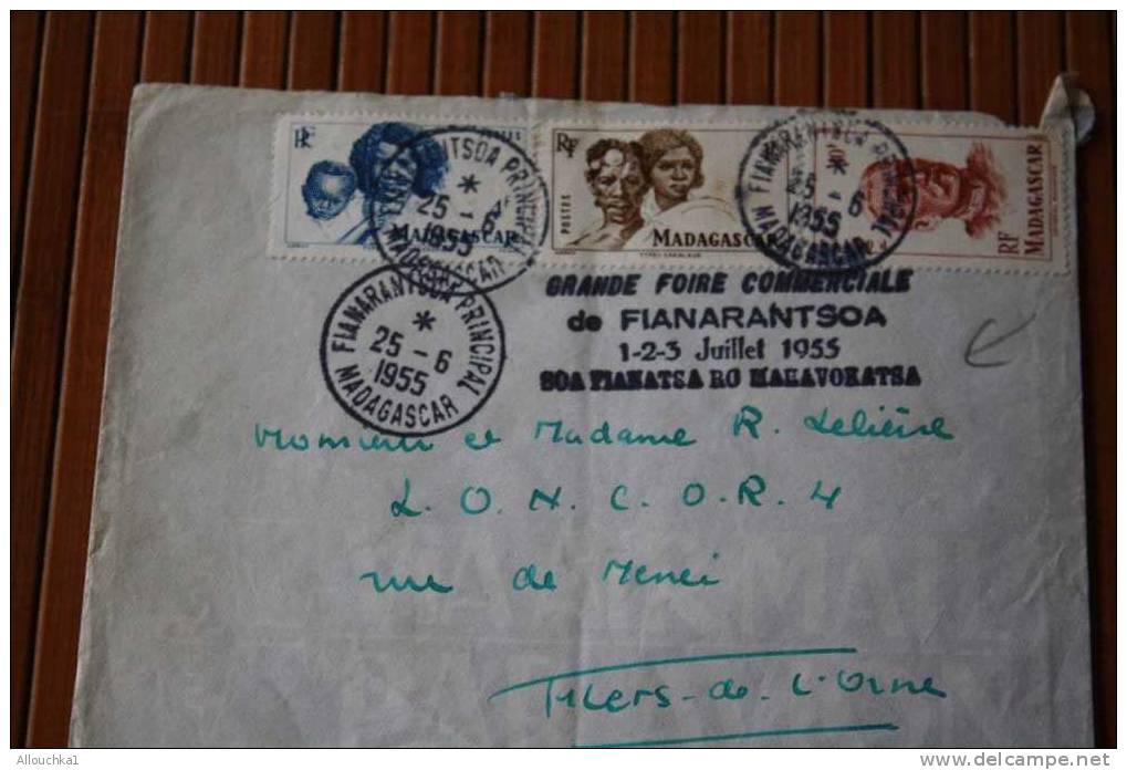1955 LETTRE DE MADAGASCAR  FIANARANTSOA > CACHET MANUELS LISIBLES EX COLONIE FRANCAISE P/ FLERS PAR AVION -GRIFFE FOI - Cartas & Documentos