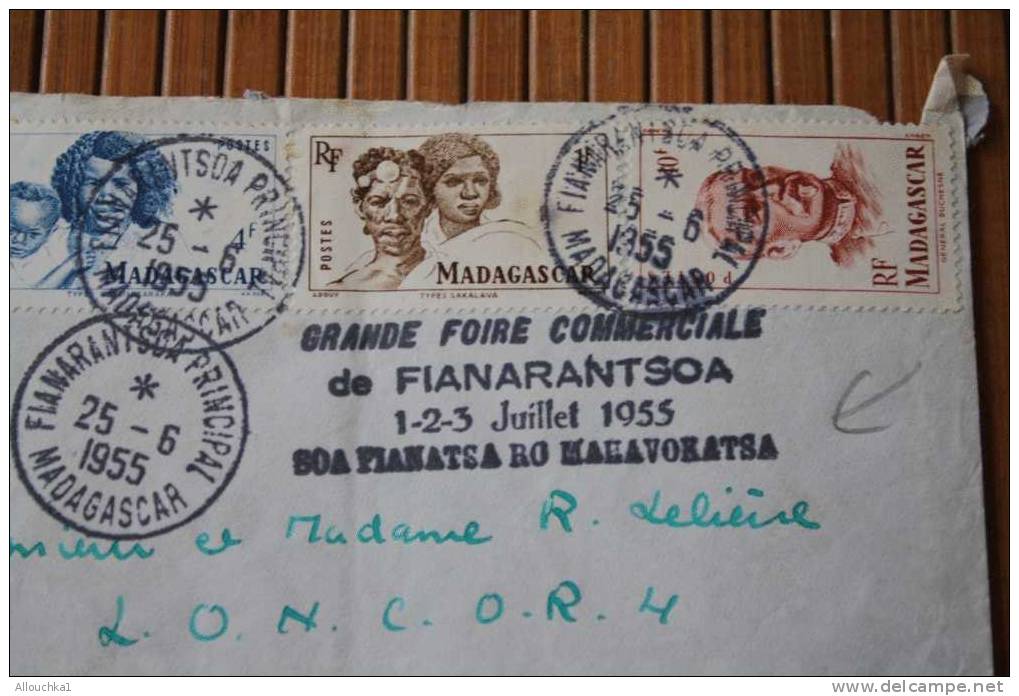 1955 LETTRE DE MADAGASCAR  FIANARANTSOA > CACHET MANUELS LISIBLES EX COLONIE FRANCAISE P/ FLERS PAR AVION -GRIFFE FOI - Cartas & Documentos