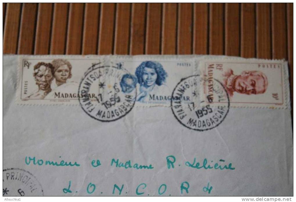 1955 LETTRE DE MADAGASCAR > FIANARANTSOA > CACHET MANUELS LISIBLES EX COLONIE FRANCAISE P/ FLERS PAR AVION - Cartas & Documentos